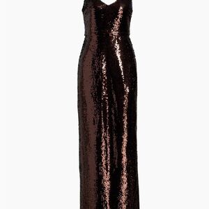 L'AGENCE Dark Brown Sequin Maxi Dress